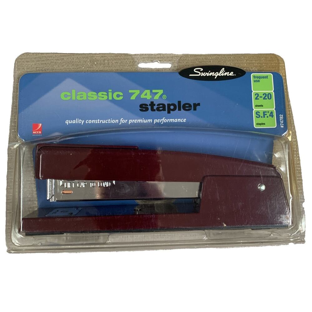 Swingline Classic 747 Stapler NEW S.F.4 2-20 Pages Maroon Rubber Bottom